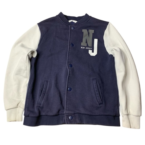 Mango Other - MNG Kids Navy Blue & White Varsity Bomber Jacket - Size 9/10 (140cm)